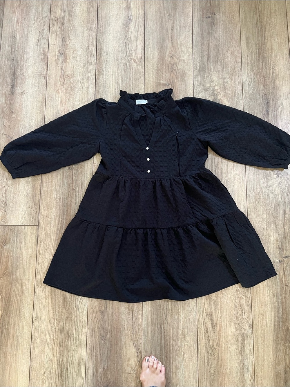 Shop the Mint Nursing Collection Black Textured Mini Dress Large